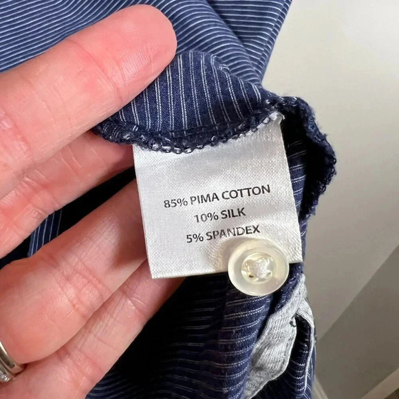 Peter Millar Crown Sport Newport Polo Shirt Mens Size XXL Blue Stripes Silk Pima - Picture 8 of 9